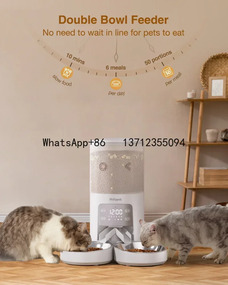 Doppel mahlzeit Hund وحدة تغذية أوتوماتيكية Katzen أداة توقيت الطعام الذكية Schüssel Automatche الانفصال توقيت تغذية الحيوانات الأليفة