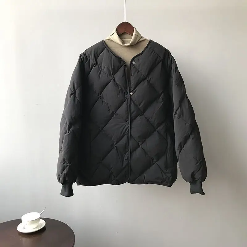 DressWomen'S Lightweight , Small White Duck Down Jacket, Diamond Pattern, Short Women'S Clothing, New, Winter