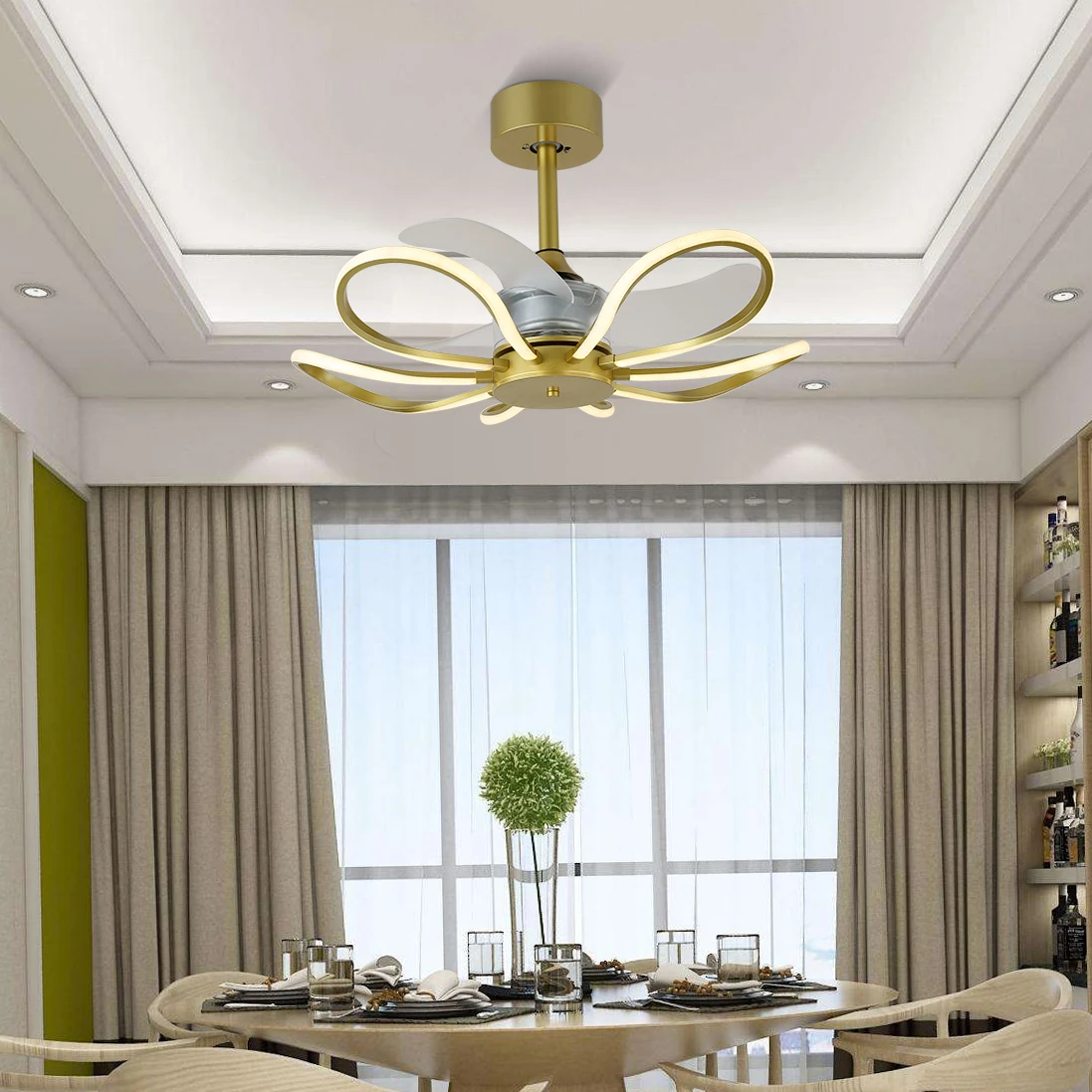 fan ceiling lamp restaurant bedroom fan chandelier Nordic postmodern personality creative new