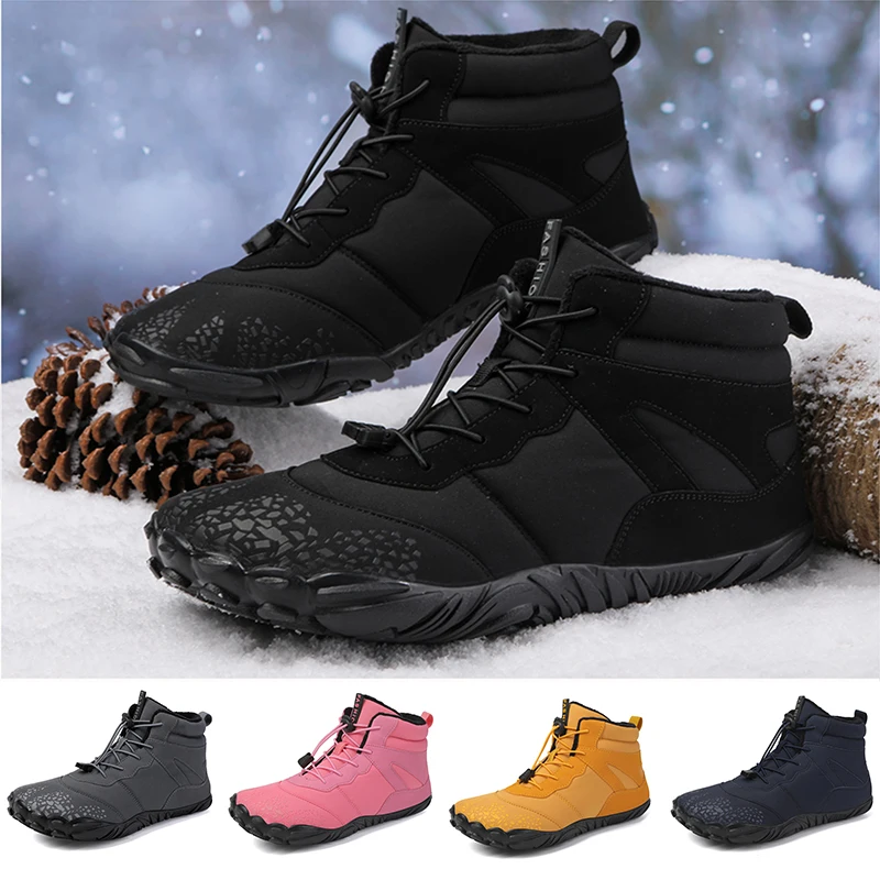 

Unisex Winter Barefoot Hiking Boots Men Women Non-slip Outdoor Warm Fur Casual Sneakers Winter Ankle Boots for Trekking Climbing