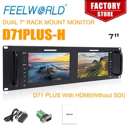 FEELWORLD D71 PLUS-H Dual 7 Inch Rack Mount Monitor 3RU Broadcast HDMI AV GPIO Waveform LUTIPS 1920x1200 Full HD