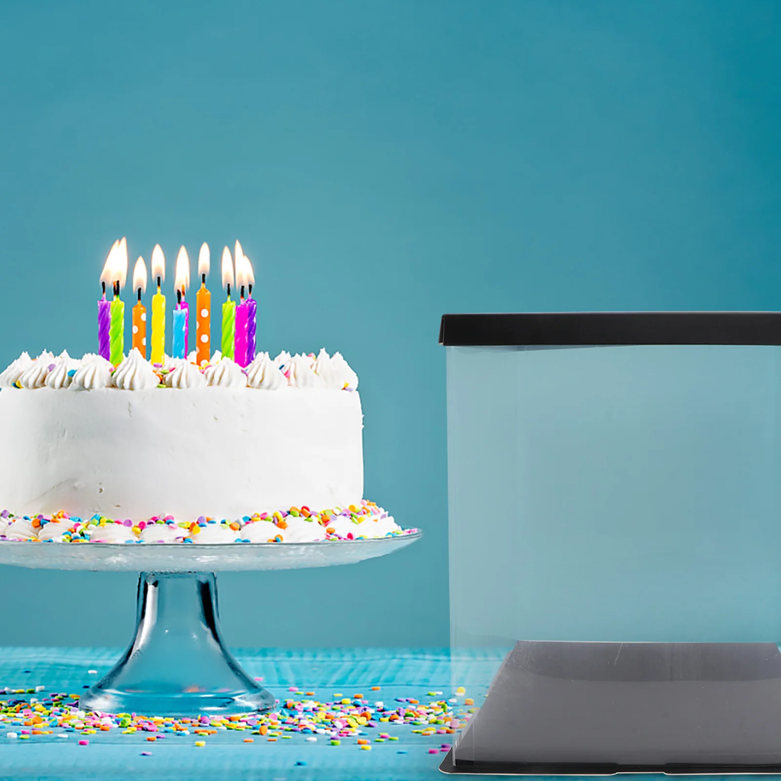 

1Set Transparent Cake Storage Box Creative Heighten Cake Carrier Ribbon Seal Design for Outdoor Picnic Travel Birthday