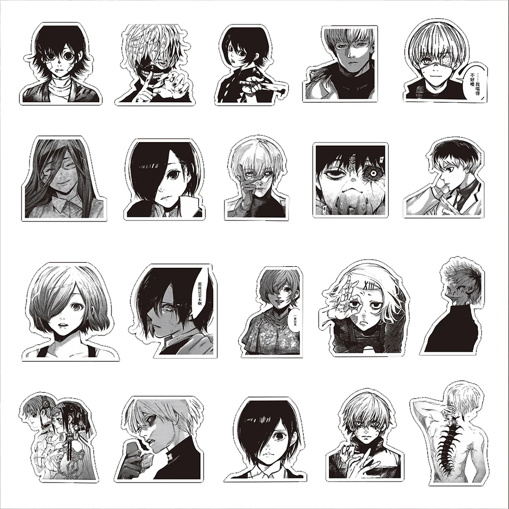 10/30/70PCS Tokyo Ghoul Cartoon Graffiti Stickers Cool Kaneki Ken Anime Waterproof Decals Sticker Kid Toy DIY Laptop Fridge Bike