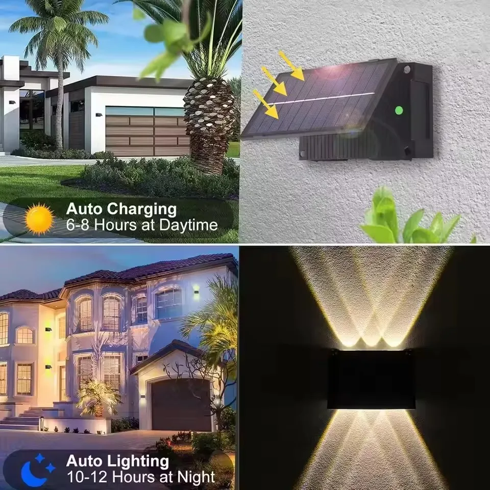 Outdoor Solar Wall Light IP65 Waterproof LED Solar Light Spotlight Warm Light for Backyard Yard Garage Garden Fench Decor Light
