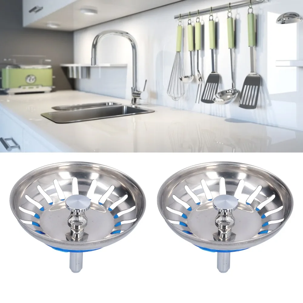 2 Pack 304 Stainless Steel Kitchen Sink Strainer Multiple Holes 80mm / 3.15in Diameter Sink Filter Stopper Anti Clog Smooth Flow