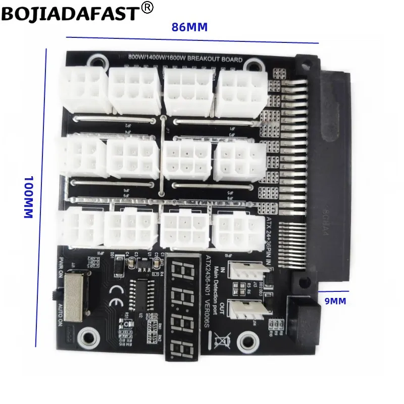 12 * 12V ATX PCIe 6Pin Connector Breakout Board Adapter Synchronization For DELL 750W 1100W 1600W 2000W 2400W Server PSU