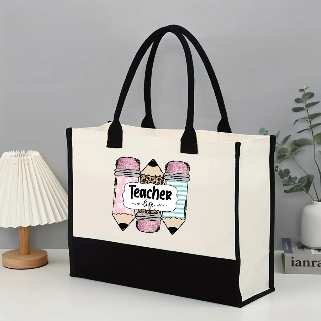 Printed Shopping Tote Bag Handbag Large Capacity Shoulder Bags Convenient Suitable For Teachers, Students, Parents