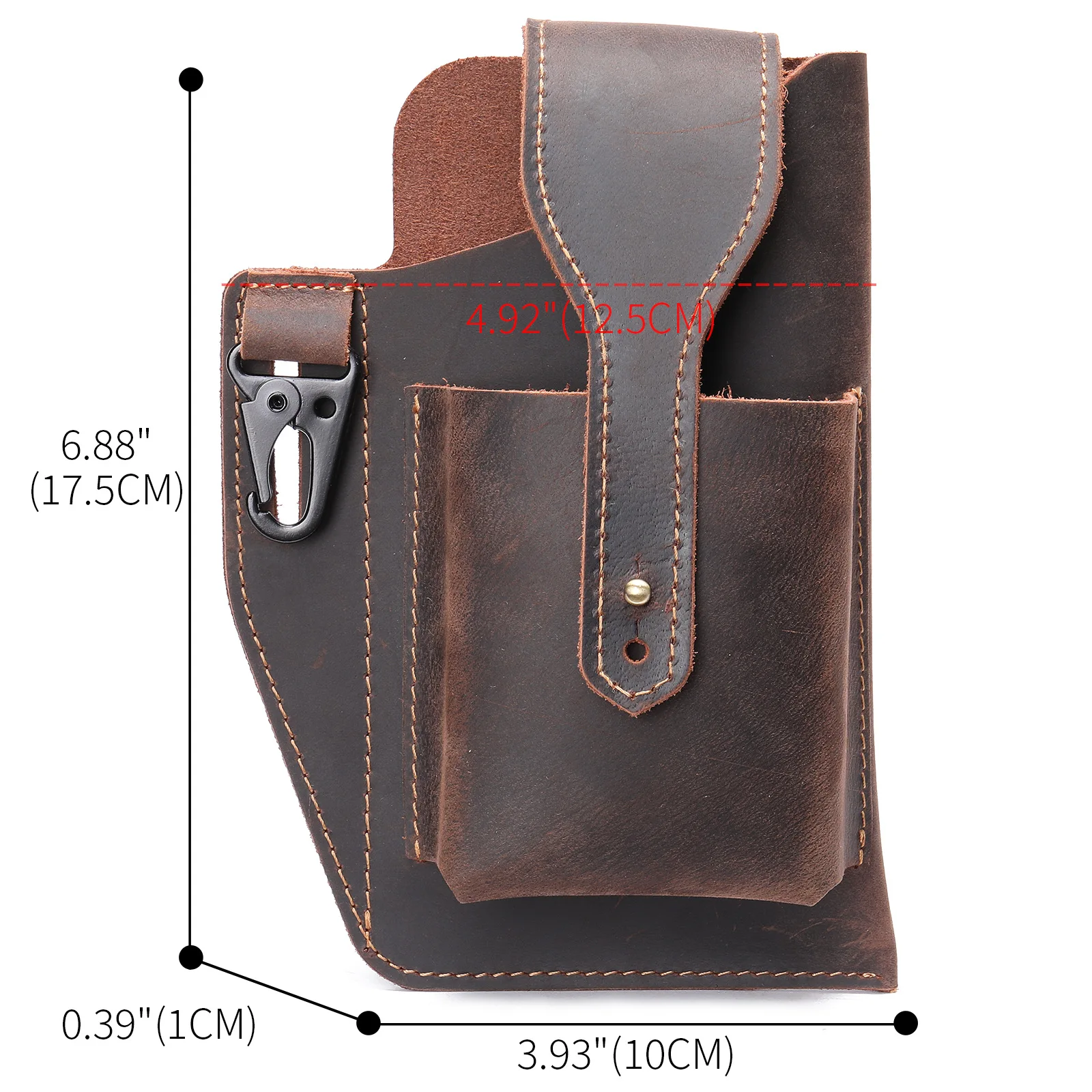 Crazy Horse Leather Phone Hols - Edc Carry For Men ulasan dan harga