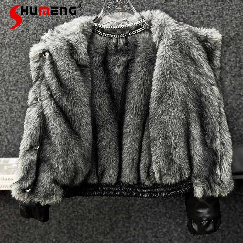 

Faux Fur Integration Jackets Men 2025 Winter New Thickened Warm Chic Coats Eco-friendly Double-sided Wear Solid Color PU Jackets