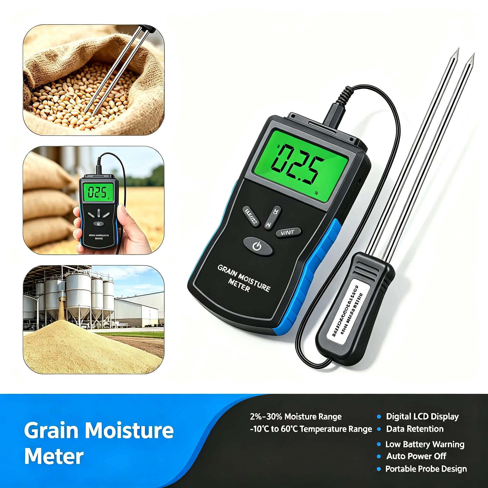 Grain Farming Agriculture - Misuratore Digitale di Umidità del Grano