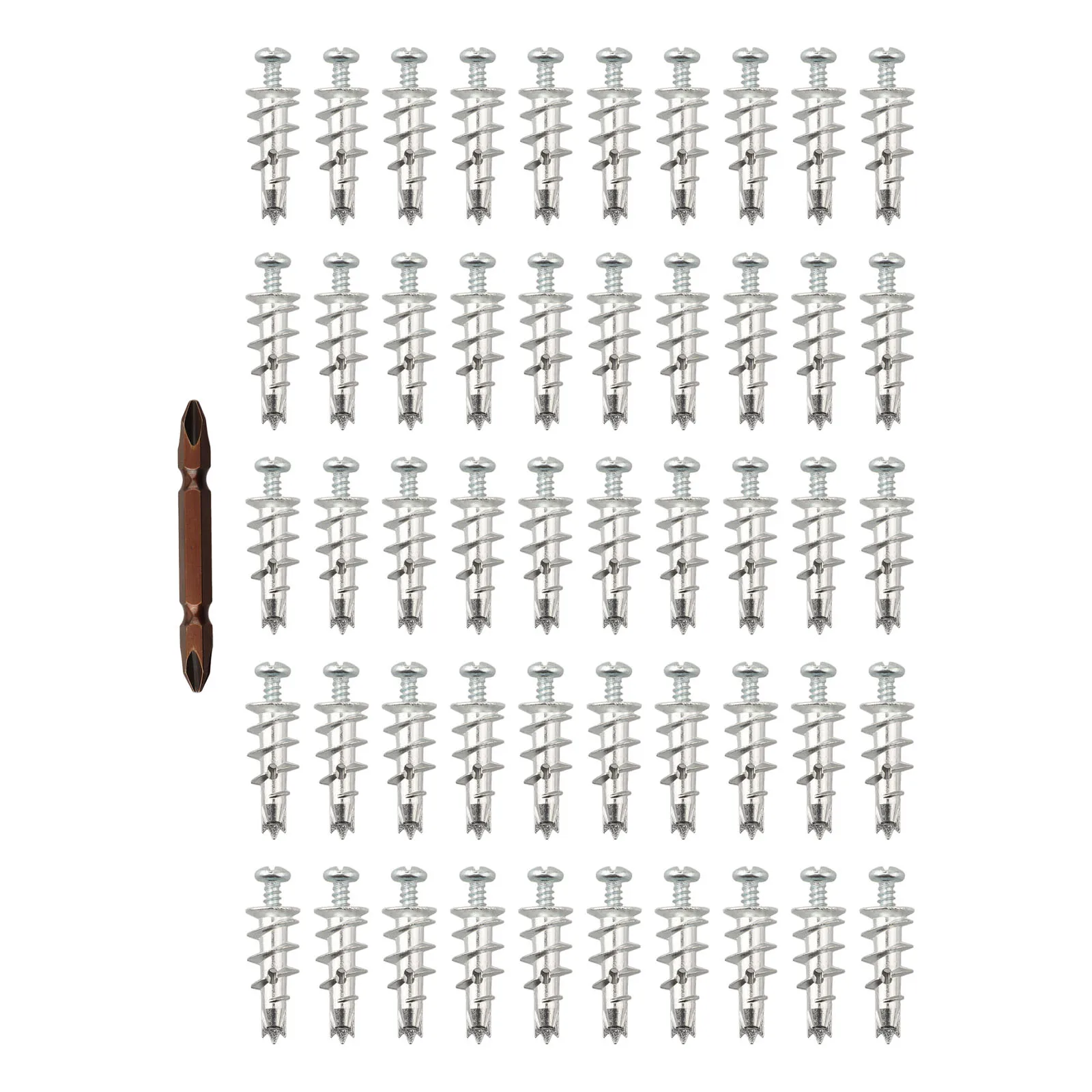 

50pcs Zinc Self Drilling Drywall Anchors and Screws Kit for Secure Wall Mounting and Hanging Heavy Duty Design