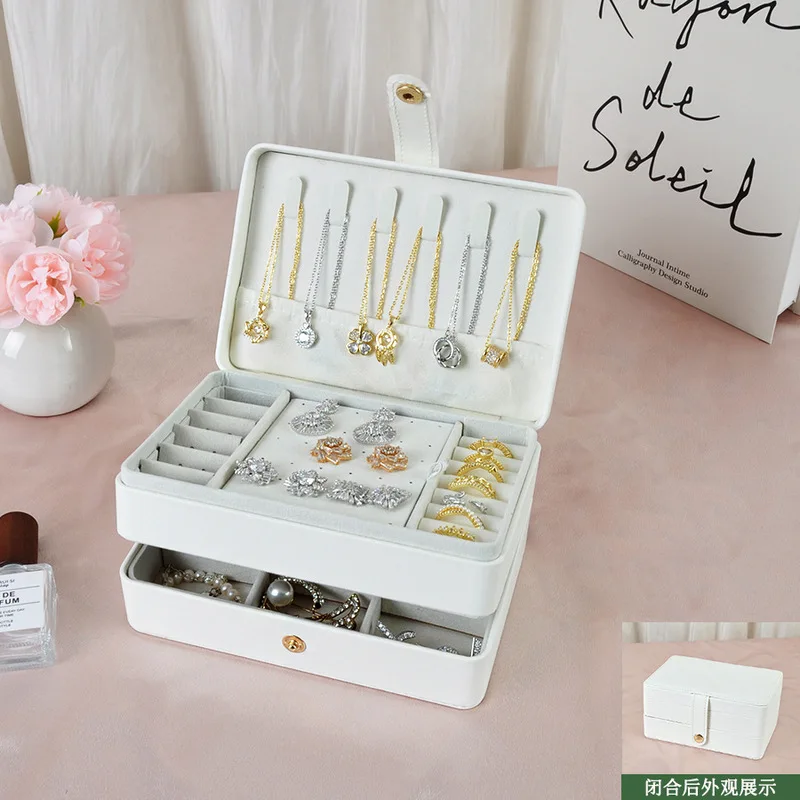 Luxury Vintage Jewelry Box with Multi-Layer Compartments for Earrings Rings Necklaces Storage Gift Set Organizer Elegant Premium