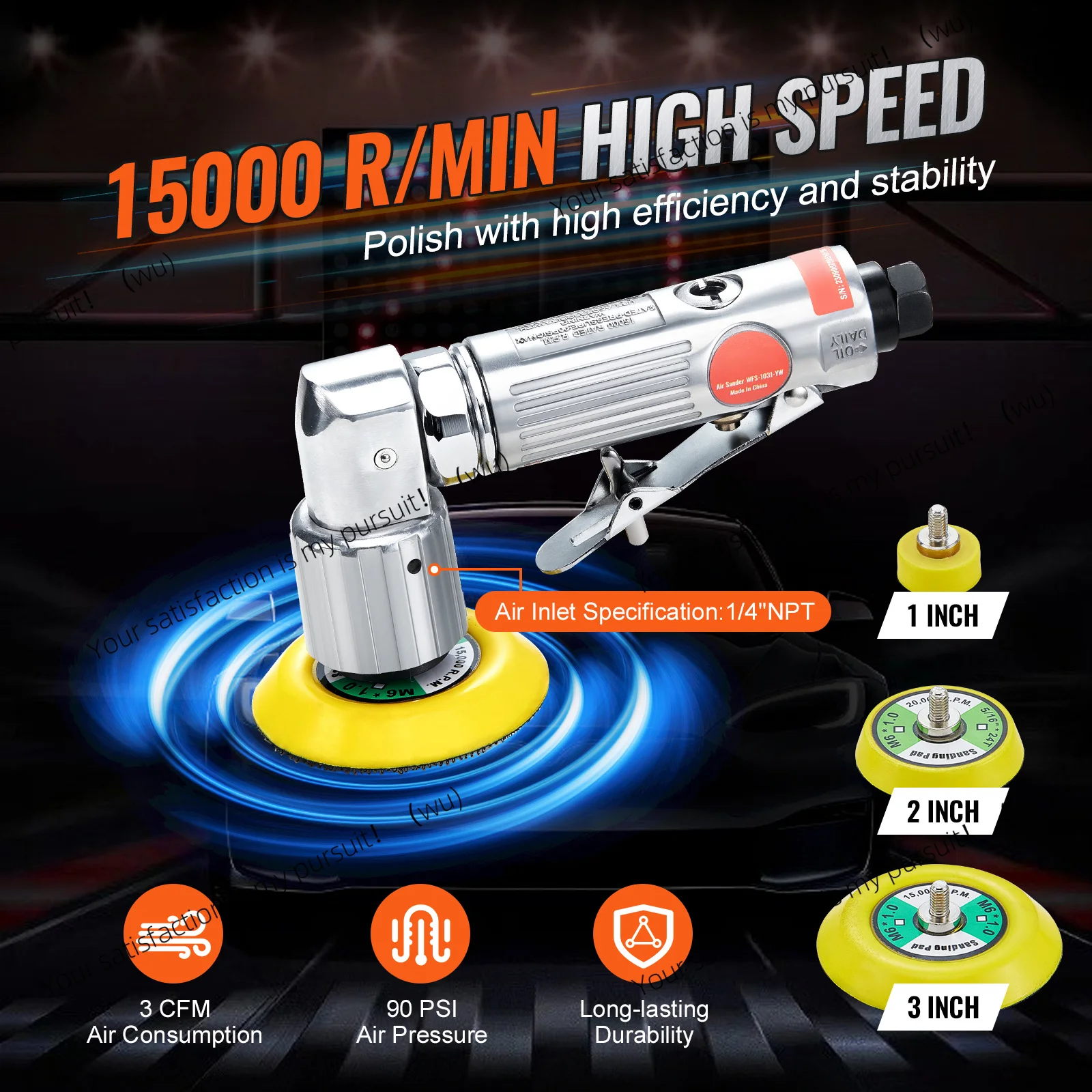 Mini Pneumatic Rail Sand Mill 1/2/3 inch for automotive high-speed pneumatic polishing tools