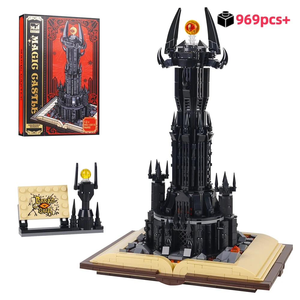 

2026 Creative Black Tower Magic Book Building Blocks Book Dark Tower With Lights Assembly Boys Toy For Birthday Gift 969pcs