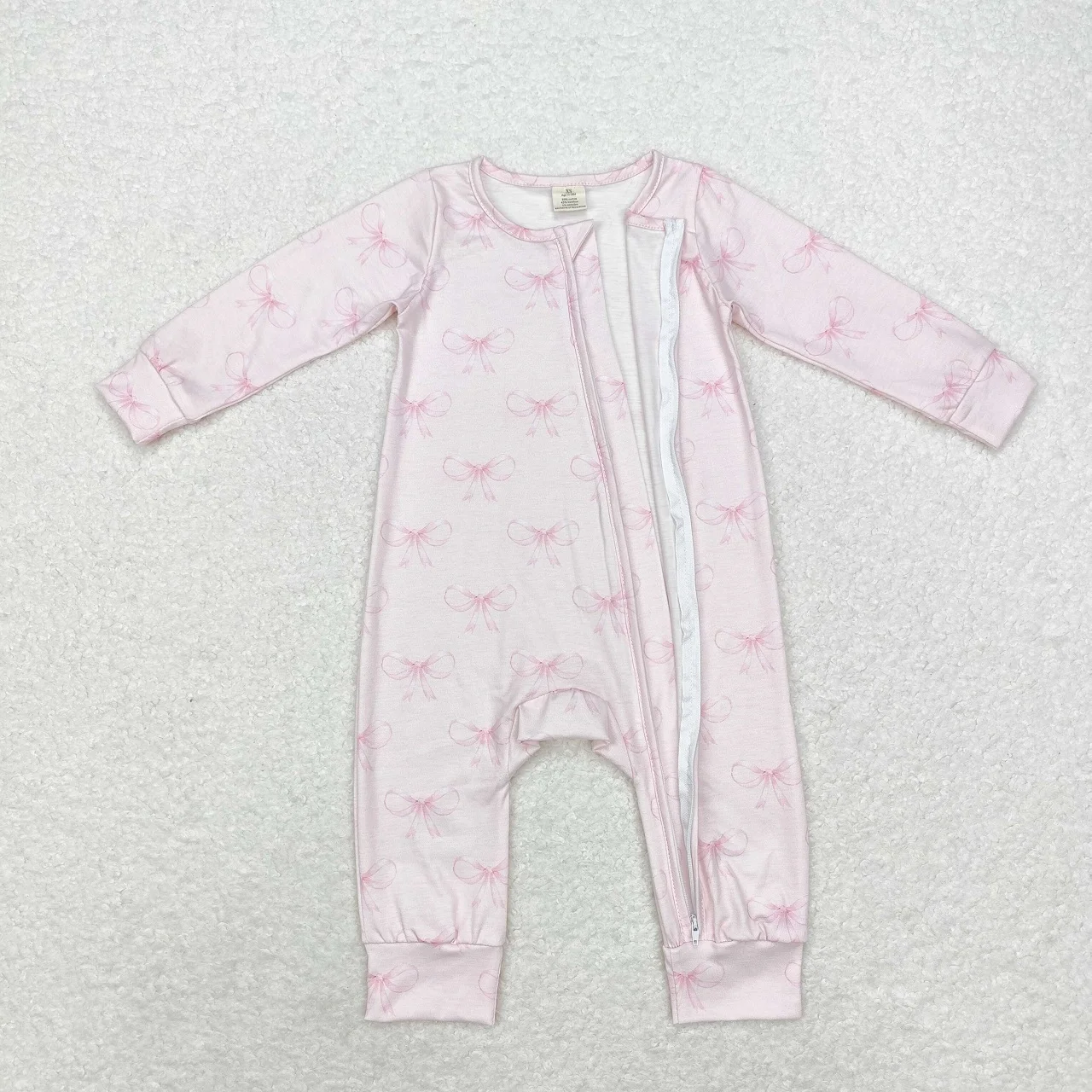 Wholesale Kids Infant Bows One-piece Newborn Coverall Bodysuit Children Long Sleeves Pink Jumpsuit Toddler Baby Girl Romper