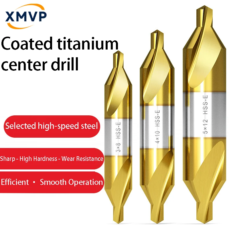 

M35 cobalt-plated titanium 60-degree type A center drill for centering, extended double-head stainless steel special positioning