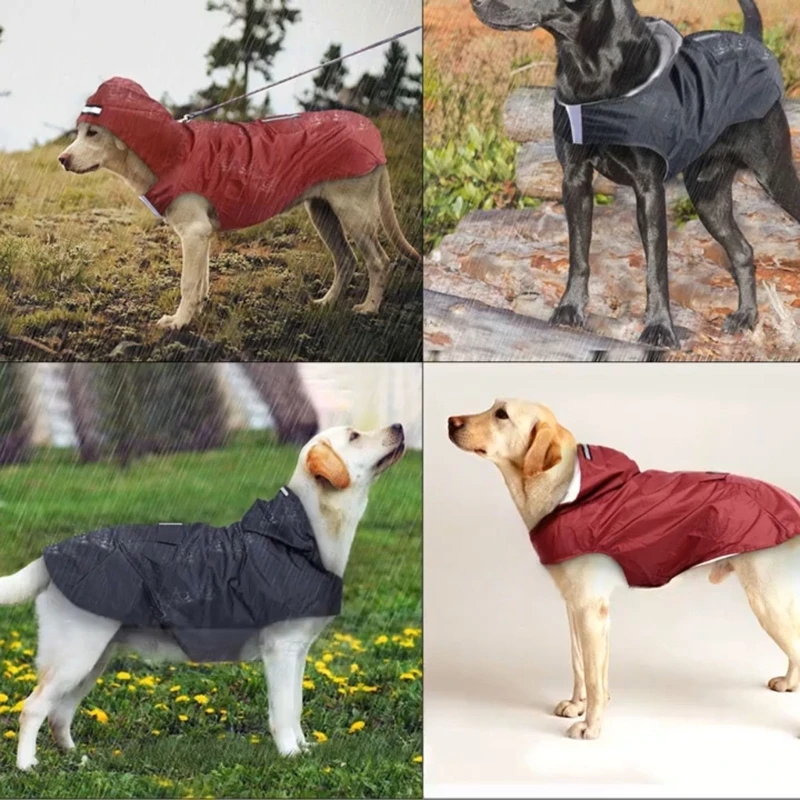 Dog Raincoat Waterproof Hooded Slicker Poncho With Reflective Strips For Small Medium And Large Dog Multiple Sizes