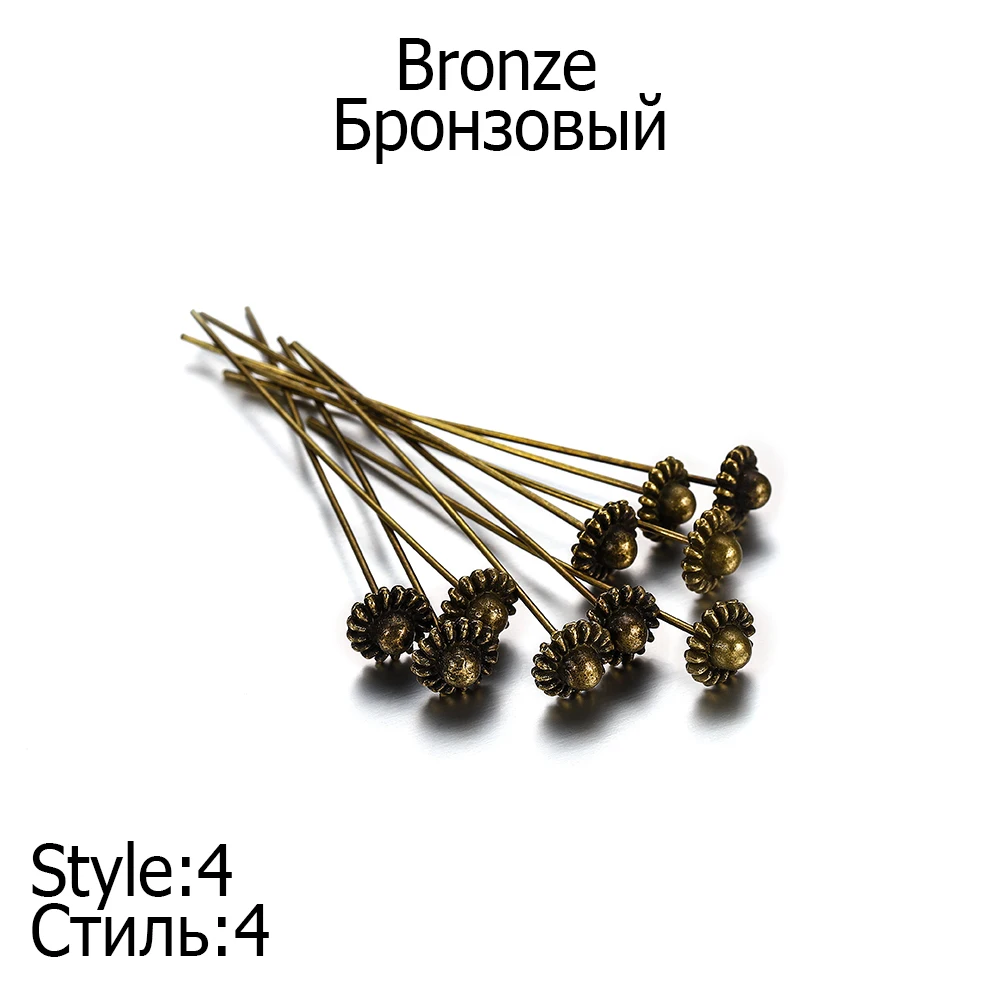 20 Stks/partij 50Mm Antieke Zilveren Bloem Hoofdspelden Voor Sieraden Maken Diy Kralen Bal Spelden Naalden Bevindingen Voor Diy Oorbellen Sieraden