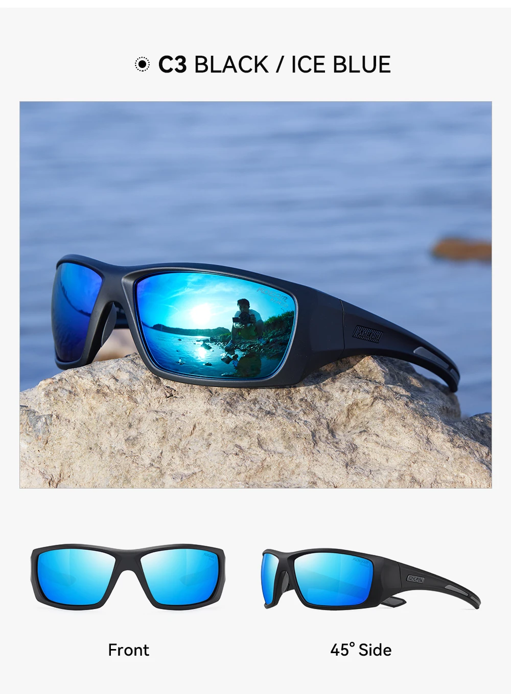 Kdeam Herren Fahrrads onnen brille polarisiert große Elastizität von tr90 Material Reit sonnenbrille 1,2mm Dicke Polarisation gläser – Detail 14