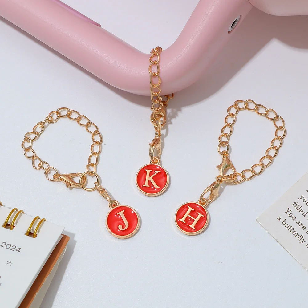 Creative Enamel A-Z Letter Keychains Fashion Initial Name ID Decoration Key Ring for Handle Water Bottle Charms Handbag Pendant