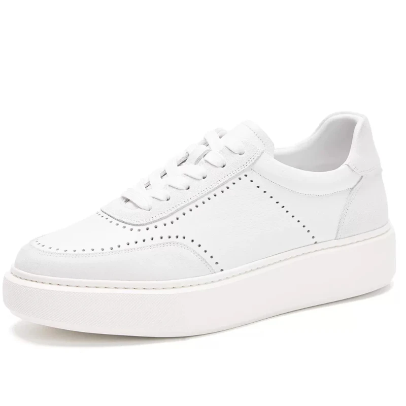 Genuine Leather Breathable Board Shoes for Men Thick Soled Height Increasing Shoes Lightweight Versatile Sports Casual Sneakers