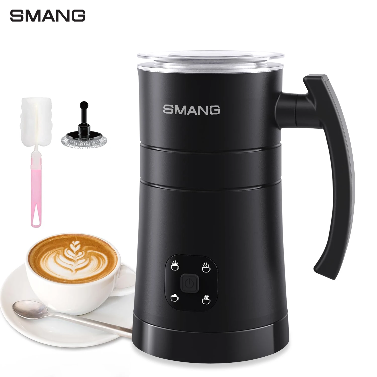 smang電動ミルクフォーマー4-in-1-ラテ＆コーヒー用-ホット＆コールドフォームメーカー-静音ワンタッチ操作-簡単洗浄