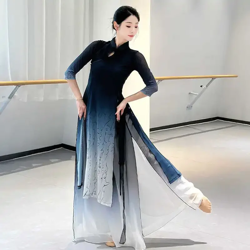 Trajes de danza clásica Cheongsam chino para mujer, ropa de baile folclórico, traje de actuación tradicional