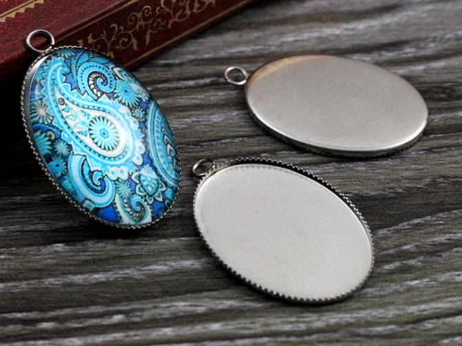( Never Fade ) 10pcs 18x25mm Inner Size Stainless Steel Material Simple Style Cabochon Base Cameo Setting Pendant Tray (C1-46)
