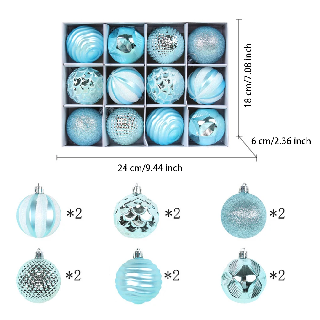 12 шт., 6 см, рождественские шары, подвесные праздничные атмосферные украшения, день рождения, для помещений и улицы
