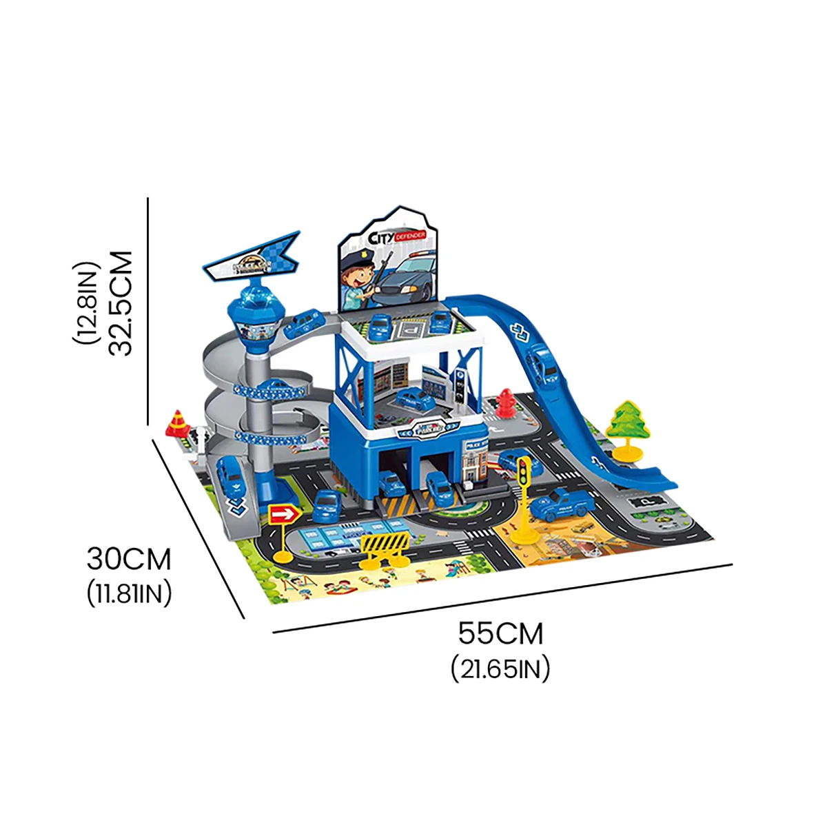 DIY Assembled Track City Parking Lot Lights Rail Car Inertia Vehicle Engineering Car Toys with 3 Piece Alloy Race Car Boys Gift