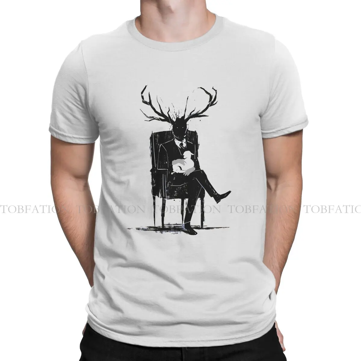 Stag Antlers TShirt For Male Silence Of The Lambs Clothing Style T Shirt 100% Cotton Comfortable Print Loose