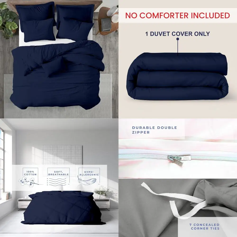 

Egyptian Cotton Duvet Cover - 600 Thread Count, Ultra Soft, Premium Quality, California King Size, 100% Sateen Long-Staple Fiber