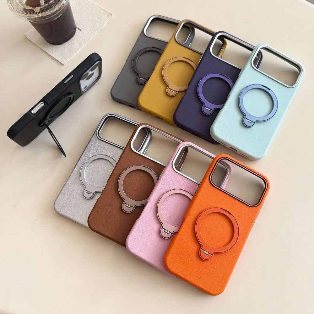 Luxury 3IN1 360Rotating Bracket Stand Phone Case For iPhone 17 Air 11 12 13 14 15 16 Pro Max Plus Texture Shockproof Phone Cover - náhled 6