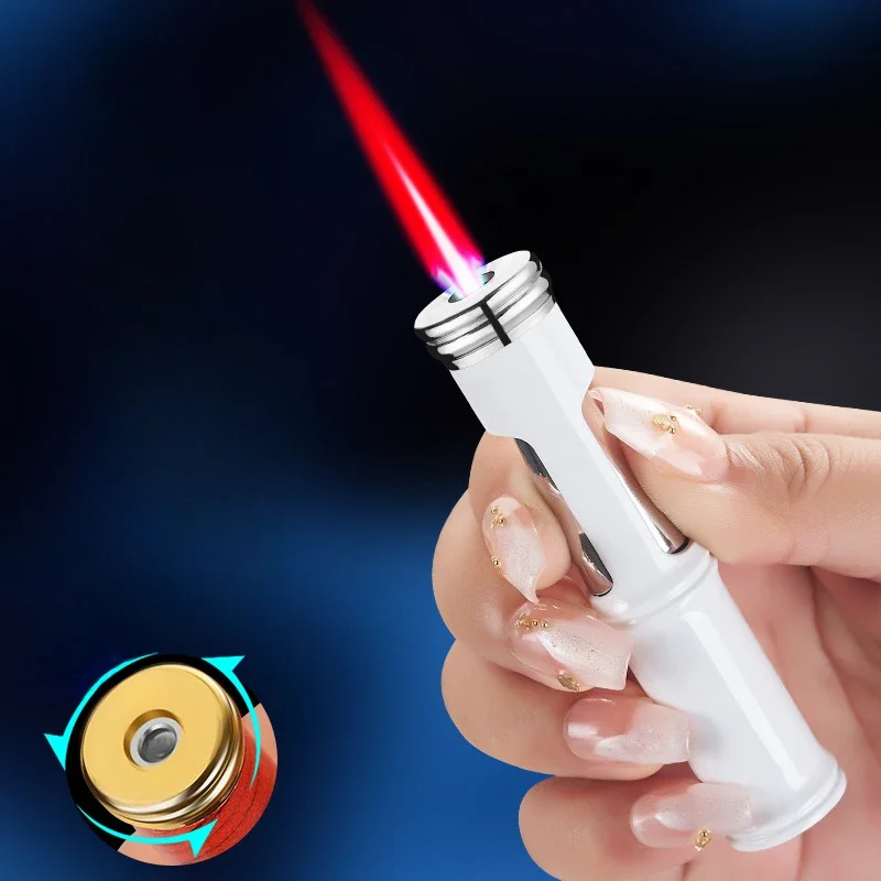 Decompression Round Bamboo Metal Windproof Red Flame Lighter Creative Gift Cigarette Lighter
