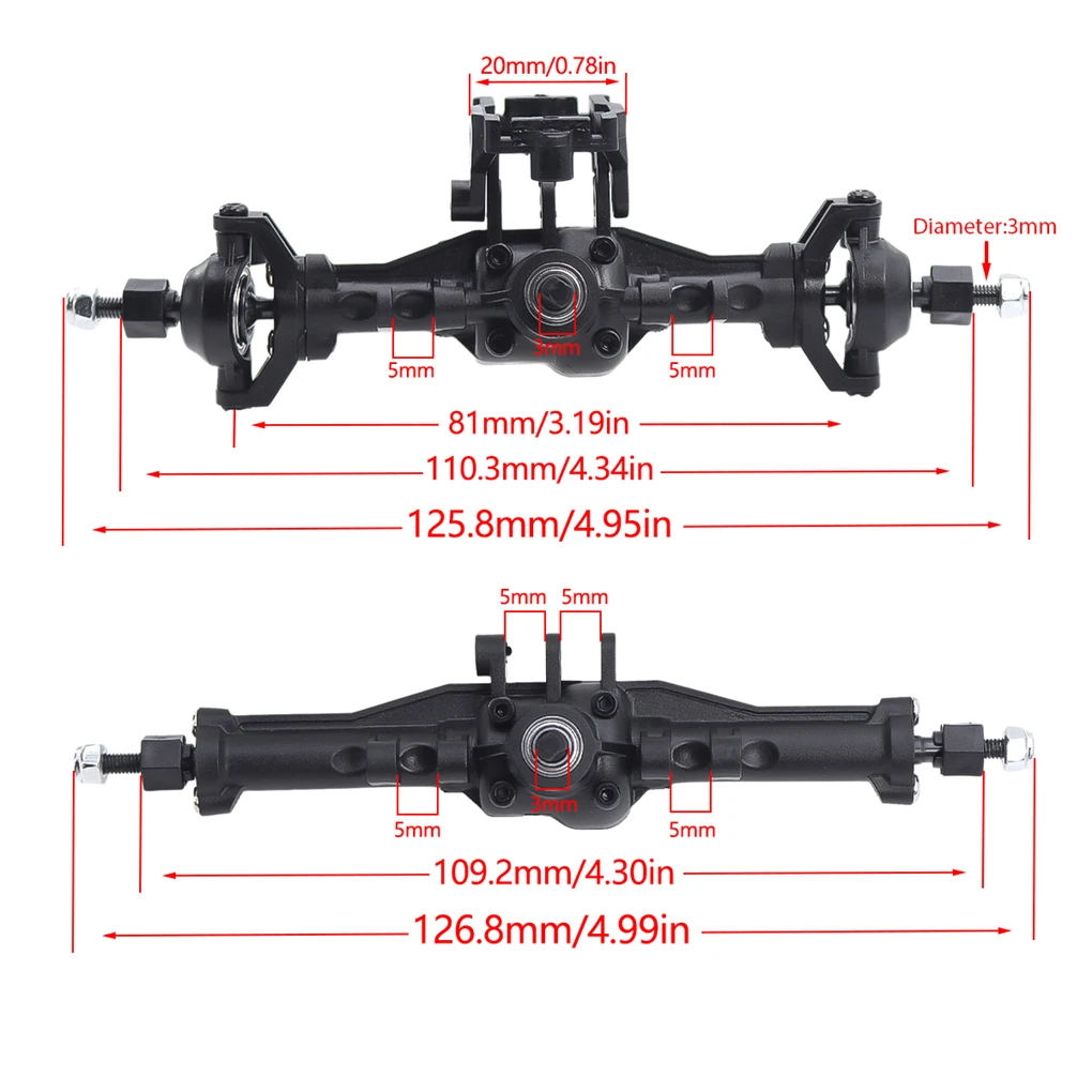 Plastic Complete Front Rear Axle For 1/18 Trx4m RC Car Part RC Car Accessories Replacement Parts RC Upgrade Part