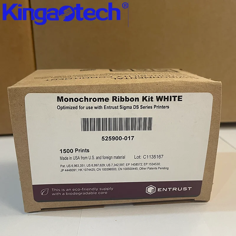 Monochrome Ribbon Kit White 525900-017/525900-004 1500Prints Optimized For Use With Entrust Sigma DS Series Card Printers