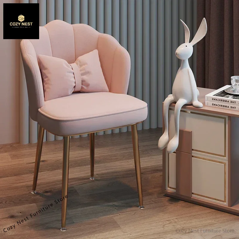 

Makeup chair backrest modern simple bedroom dresser chair Internet celebrity light luxury girls petals manicure stool home