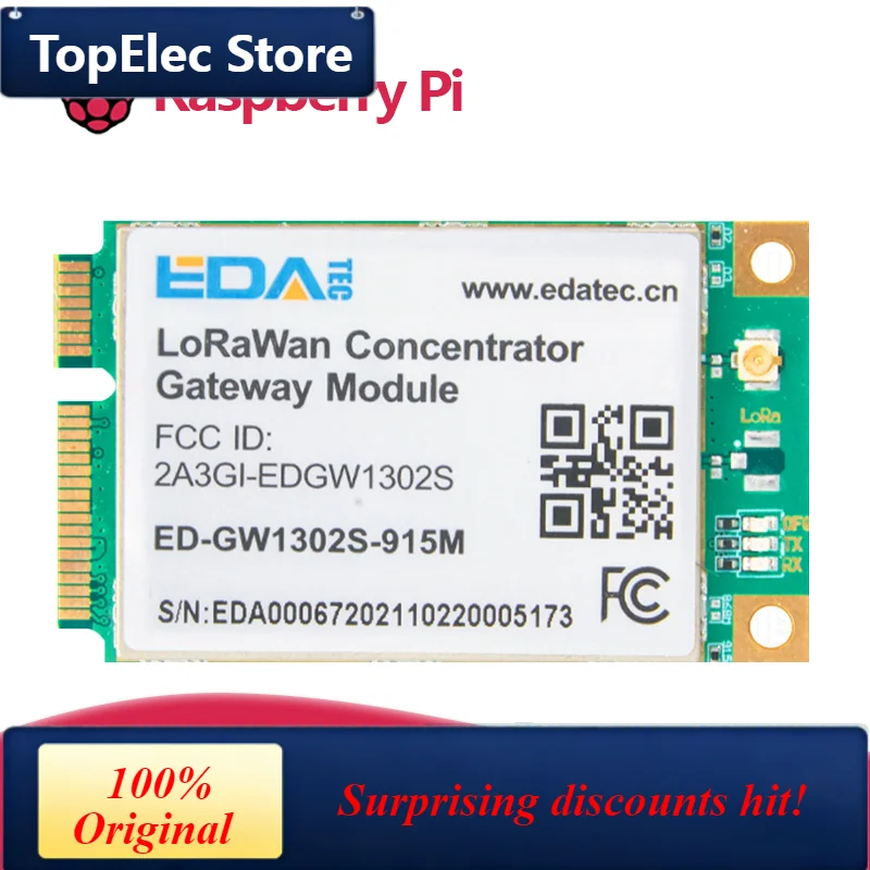 TopElec EDATEC-GW1302S LoRaWAN Gateway Module US915,Powered by Semtech SX1302 baseband processor,Sensitivity with SX1250 TX/RX f