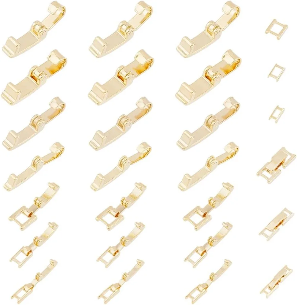 

Застежка-удлинитель латунная 24 к позолоченная, 28 шт., 7 размеров