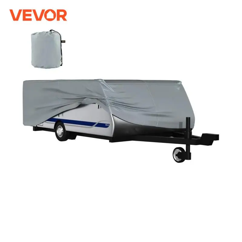 VEVOR Pop Up Camper Cover Fit for 8'-20' Trailers Ripstop 4-Layer Non-woven Fabric Folding UV Resistant Waterproof RV Cover