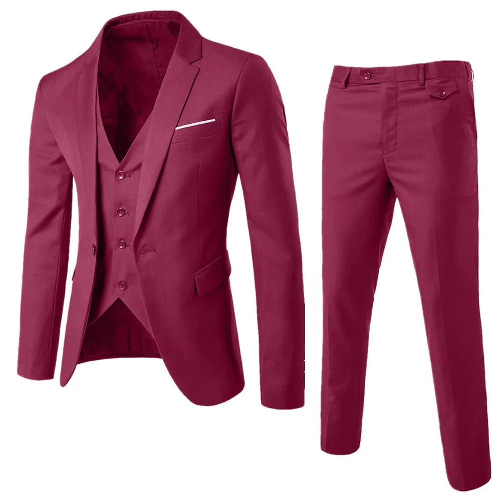 

Men Spring 3 Pieces Classic Blazers Suit Sets Men Business Blazer +Vest +Pants Suits Sets Autumn Men Wedding Party Set