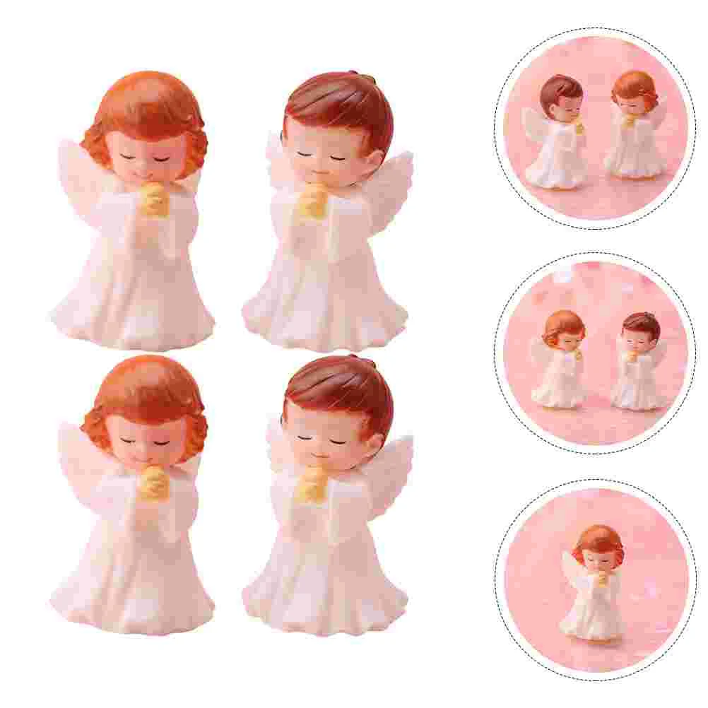 

4 Pcs Praying Angels Statues Mini Baby Dolls Shape Ornament Commemorate and Figurines Girl Decorations