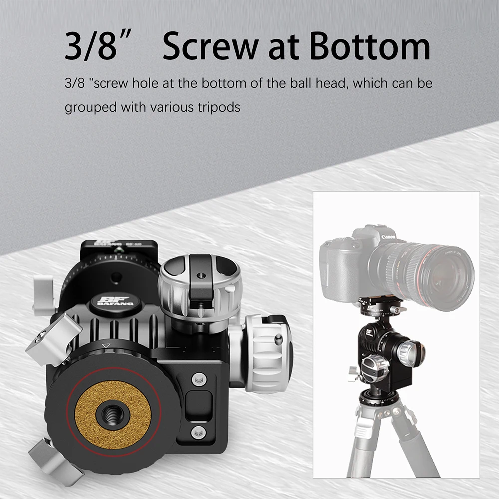 BAFANG New Design Tripod Ball Head Panoramic CNC Metal Camera Tripod Geared Head for Tripod,Monopod,DSLR,Camcorder