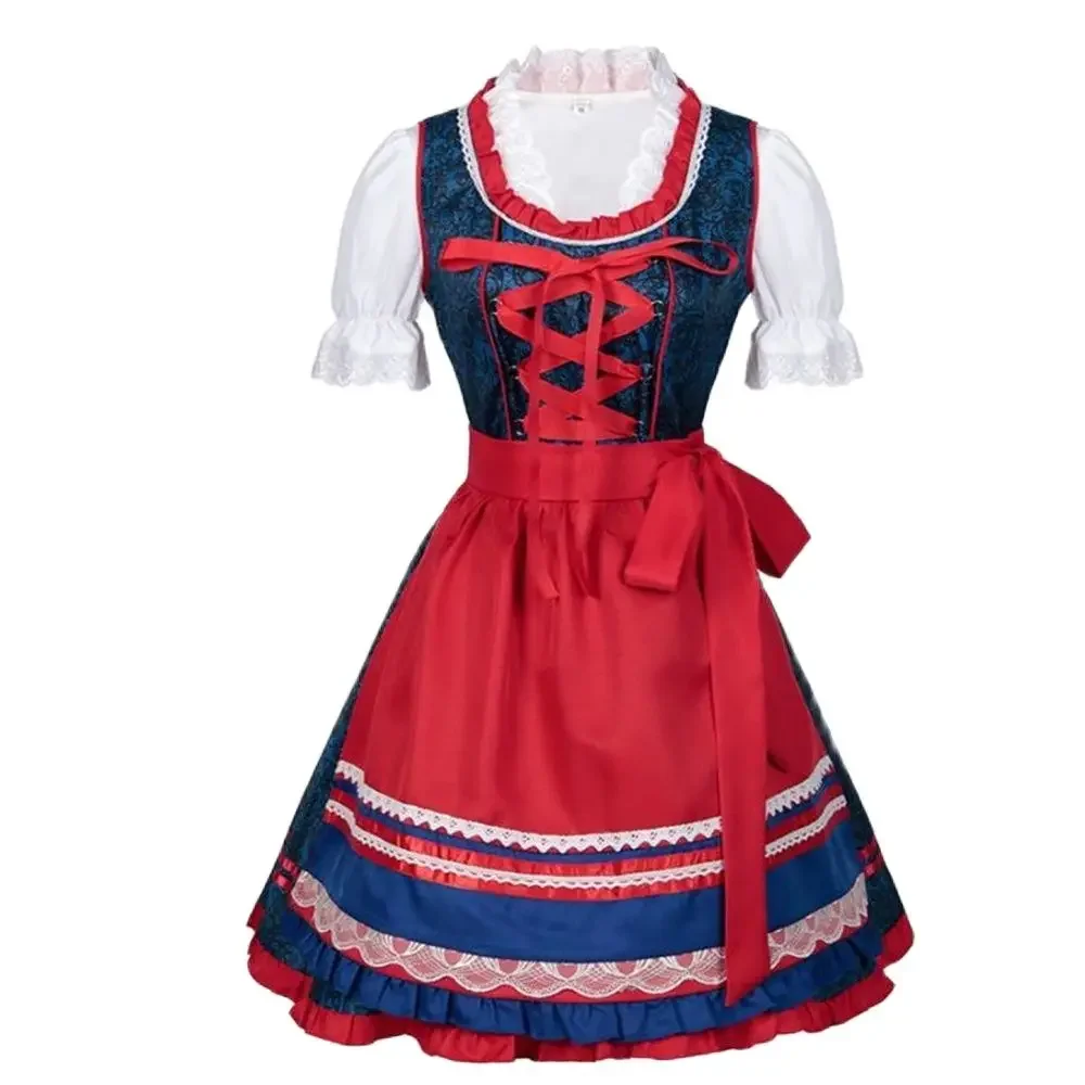 

Pop Woman Halloween Dress Bavarian Oktoberfest Costume Maid Costume Stage Costume Strap Ruffles Dress Up Clothing