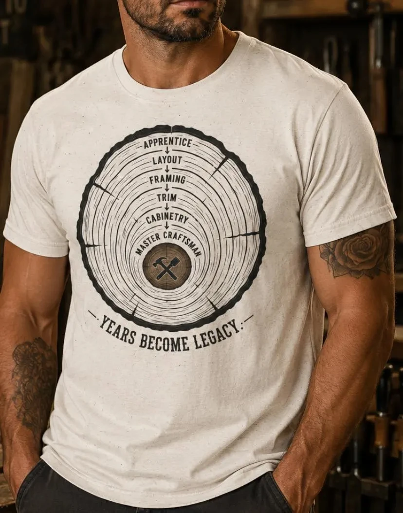 Funny Carpenter Shirt, Woodworker Gift, Years Become Legacy Tee, Carpenter T-Shirt, Woodworking Shirt, Finish Carpenter Gift