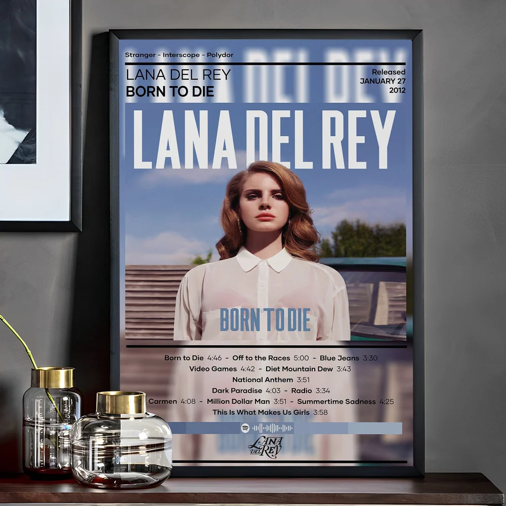 Penyanyi Lana Del Rey Album Muzik Klasik Poster Anime Pelekat Dinding Mewah Melekit untuk Hiasan Bar Ruang Tamu Hiasan Dinding Bilik