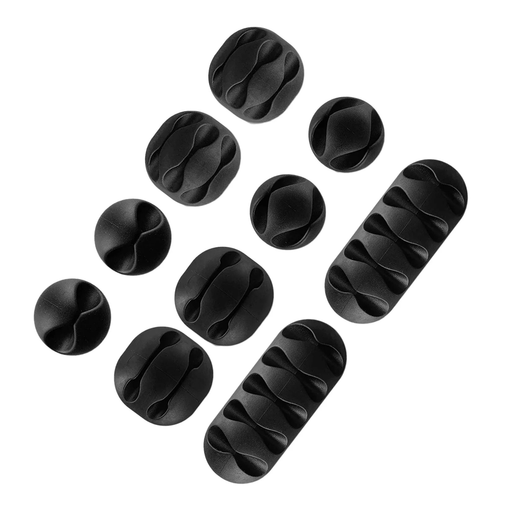 NOCM 10Pc Black Cable Clips Multipurpose Cord Holder Self-Adhesive Cord Management Cable Holder Earphone Wire Organizers