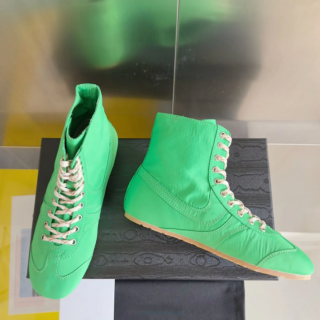 Picture 3: Women's Green Satin High Top Sneakers