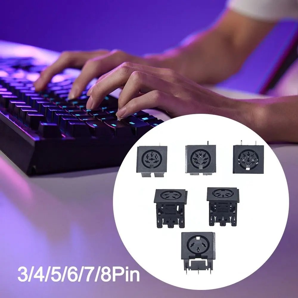 3 4 5 6 7 8 Pin DIN Female Connector Mini 4P/5P/6P/7P/8P PCB Panel Mount Keyboard and Mouse 3 4 5 6 7 8 Position Keyboard Plug