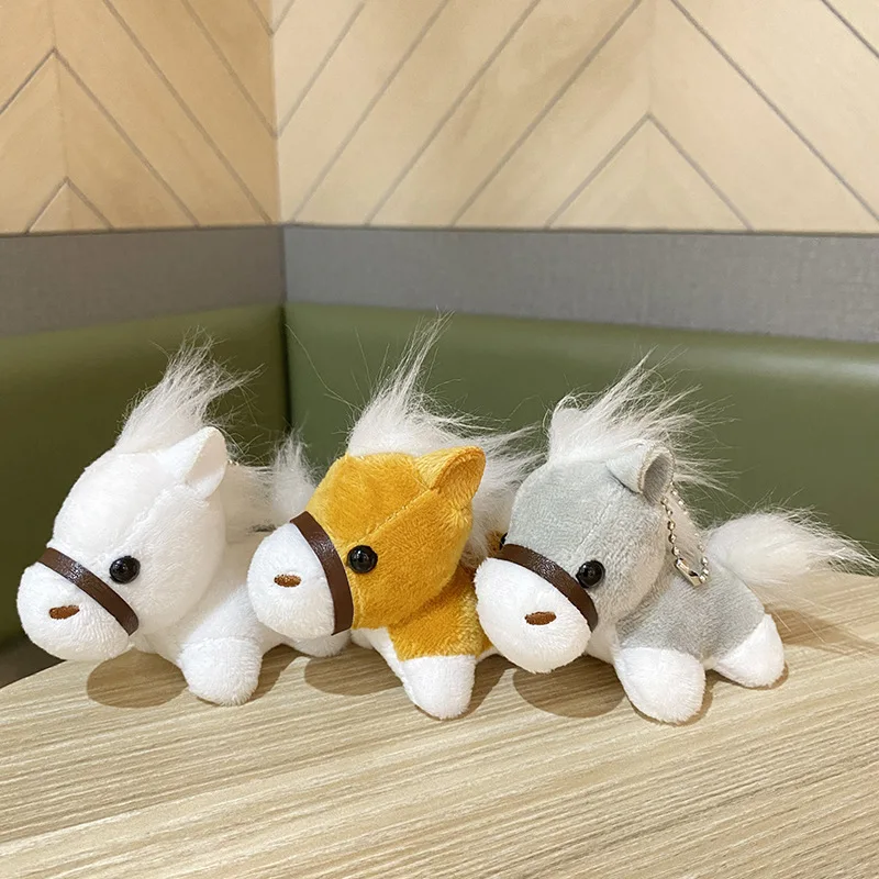 Cartoon Ponies Plush Keychain Pendant Toys Stuffed Horse Animals Doll Backpack Bag Keyring Accessories Kawaii Key Chain llavero